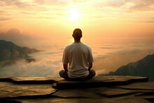 meditatiion sunrise man  yoga man guy male people relax flag view mountain hill relaxation meditate meditation to sit sitting spiritual sport activity india indian asia asian subcontinent