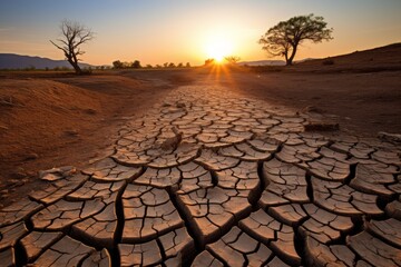 Wall Mural - a lifeless, cracked landscape, a poignant symbol of prolonged drought