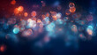 Abstract background and wallpaper of bokeh circles, flying microscopic dust particles in contrast color scheme. Neural network generated image. Not based on any actual person or scene.