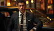 © Jemastock - A confident businessman driving a luxury car in the city generated by AI