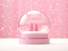 Pink Snow Globe With Pink Christmas Tree Inside