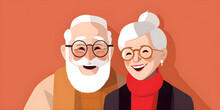 Minimalist Illustration Of Happy Retired Senior Couple