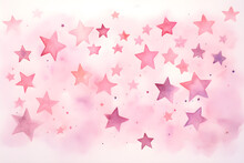 Watercolour Illustration Of Pink Stars On Pink Background
