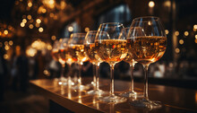 Luxury Celebration, Night Of Elegance, Glass Reflects Illuminated Wine Generated By AI