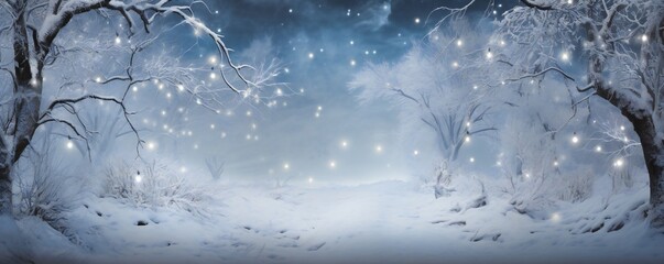 Wall Mural - magical dramatic snow theme winter background generative ai