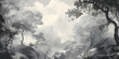 © sam - vintage drawing landscape forest of ancient European of trees, black and white Design for wallpaper