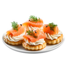 Canapes With Smoked Salmon And Cream Cheese Isolated On Transparent Background Generative AI