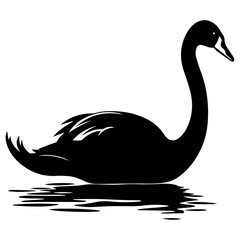 Canvas Print - Swan vector silhouette illustration black color