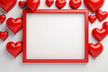 A Frame Blank Text Space With Red Hearts