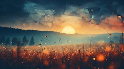 abstract summer polygonal landscape of triangles background