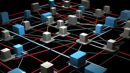 Fototapete - A LAN symbol connecting computers and printers, illustrating local network sharing
