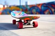 skateboard on a colorful urban skate park