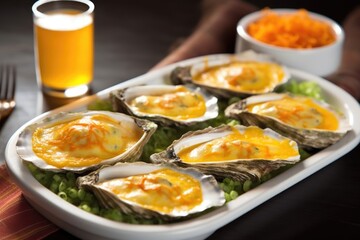 Sticker - grilled oysters on half-shell with golden garlic sauce