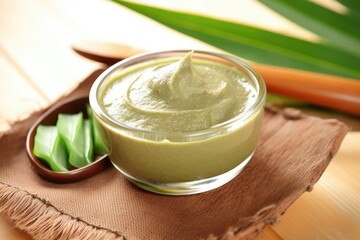 Sticker - natural clay mask with aloe vera in a glass dish