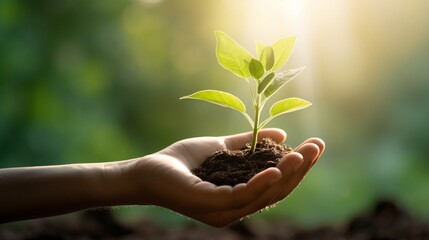 plant in hands with some soil