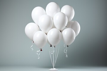 Flying realistic glossy white balloons