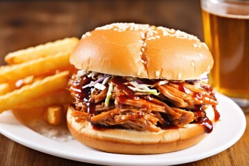 Poster - double-decker barbecue pork sandwich on a toasted bun