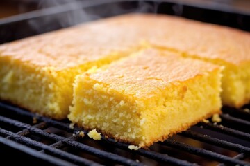 Poster - close-up shot of cornbread crust on the grill