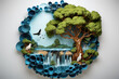 Concept of ecology and world water day , Paper art design of preserving natural resources
