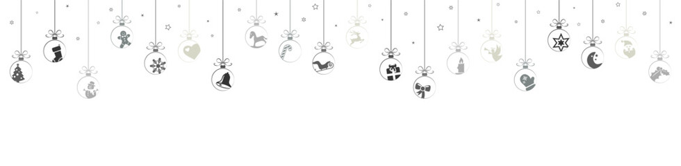 Wall Mural - hanging baubles with christmas icons and greetings