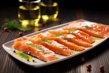 Poster - cold smoked salmon with olive oil drizzle