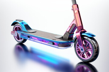 Transparent electric kick scooter icon with a gentle color gradient, representing the harmony between urban life and sustainability, Generative AI