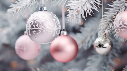 Poster - Christmas Background with bokeh light; Blurred Xmas background.