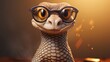 © TensorSpark - Snake or cobra, wearing pair of glasses. Smart animals, intellectual and sophisticated with its eyewear. Evil teacher symbol as cute reptile.