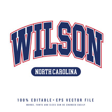 Wilson Text Effect Vector. Editable College T-shirt Design Printable Text Effect Vector	