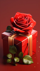 Wall Mural - gift box with a rose