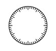 © Elena Pimukova - Blank mechanical clock face divided into seconds and minutes. Round meter scale. Watch dial. Timer template. Simple clock face. Vector illustration on white background.