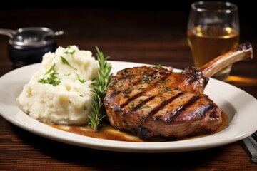 Sticker - grilled veal chop with mashed potatoes