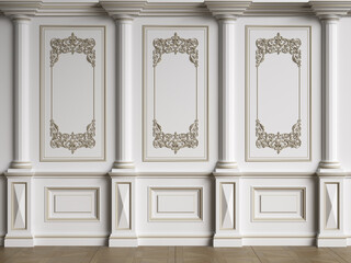 Wall Mural - Classic interior wall with mouldings