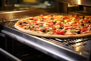 Poster - pizza baking in a conveyor oven