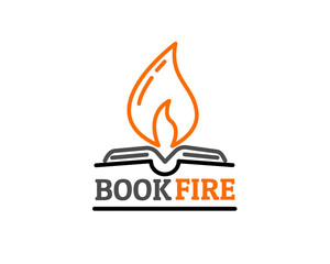 Wall Mural - book fire line art industry logo icon symbol design template illustration inspiration