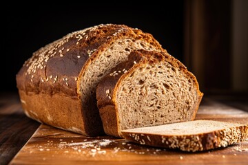 Canvas Print - cracked open loaf of sprouted grain bread