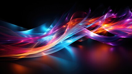 Fast internet concept. Optical fiber in neon colors on a black background, abstract backgrounds