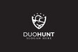 deer and duck with shield modern logo design for hunter community