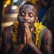 illustration of Brazilian man praying during carnival religious part, Generative ai