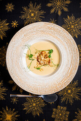 Poster - cauliflower cream soup on Christmas table