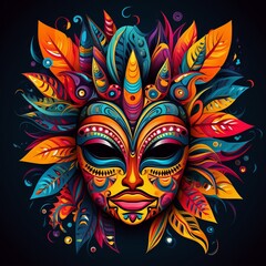 Wall Mural - illustration of carnival brazil mask illustration, Generative ai