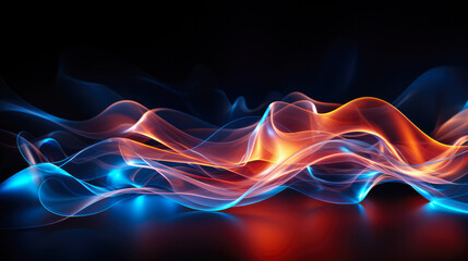 Wall Mural - Glowing Smoky Waves Abstract Background