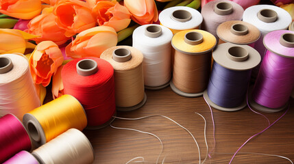 Wall Mural - spools of threads HD 8K wallpaper Stock Photographic Image 