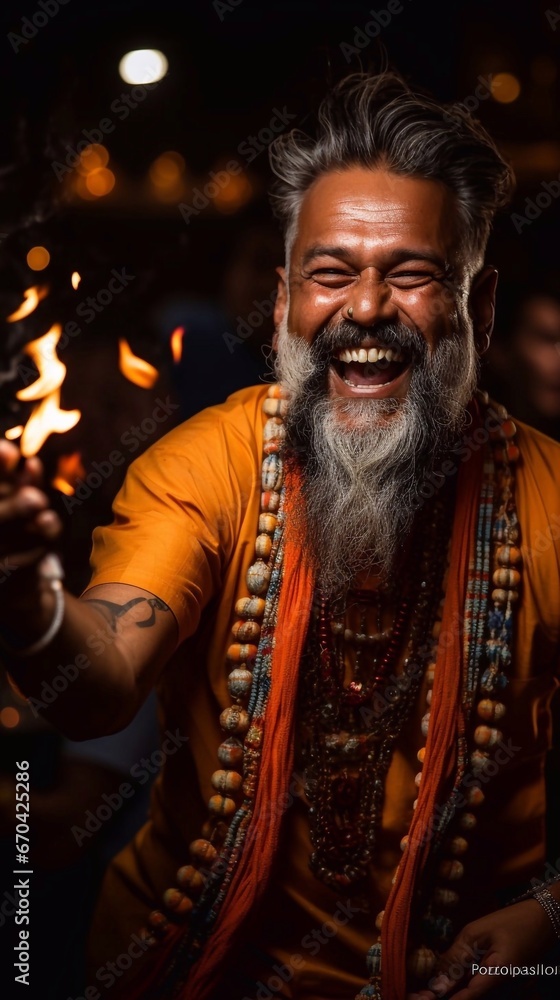 Portrait of dancing Indian older men, wearing in traditional clothes on ...