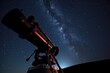 a telescope pointed towards a sky filled with stars