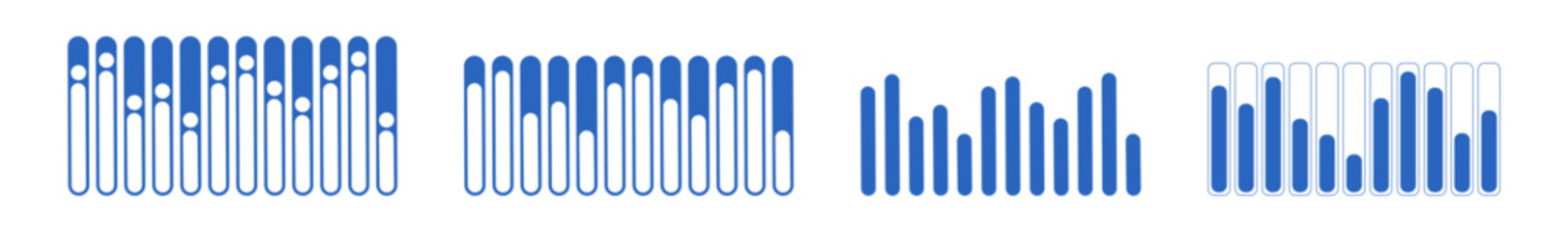 Wall Mural - set of charts, column graphs, statistical data. business charts and graphs blue and white color info