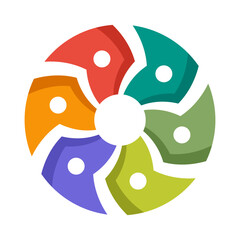 Wall Mural - abstract round geometric symbol. colorful segmented circle with coloured six parts. color logo vecto
