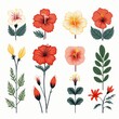Hibiscus flower set. Collection of tropical flowers. illustration