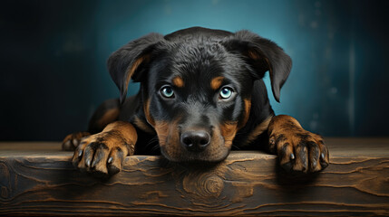 Rottweiler Radiance: Dive Deep into the Soul of Rottweiler Puppies with This Wallpaper - Generative AI