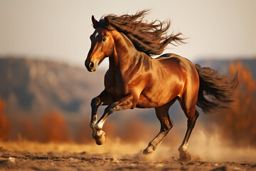 Horse running in the wild preirie, horse, wild horse